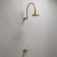 Unlacquered Brass Concealed Rain Shower System with Dome Head and Gooseneck Arm