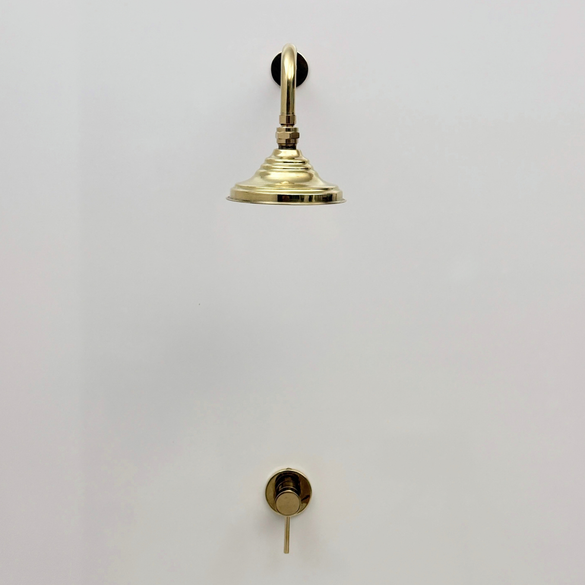 Unlacquered Brass Concealed Dome Rain Shower System with Straight Arm