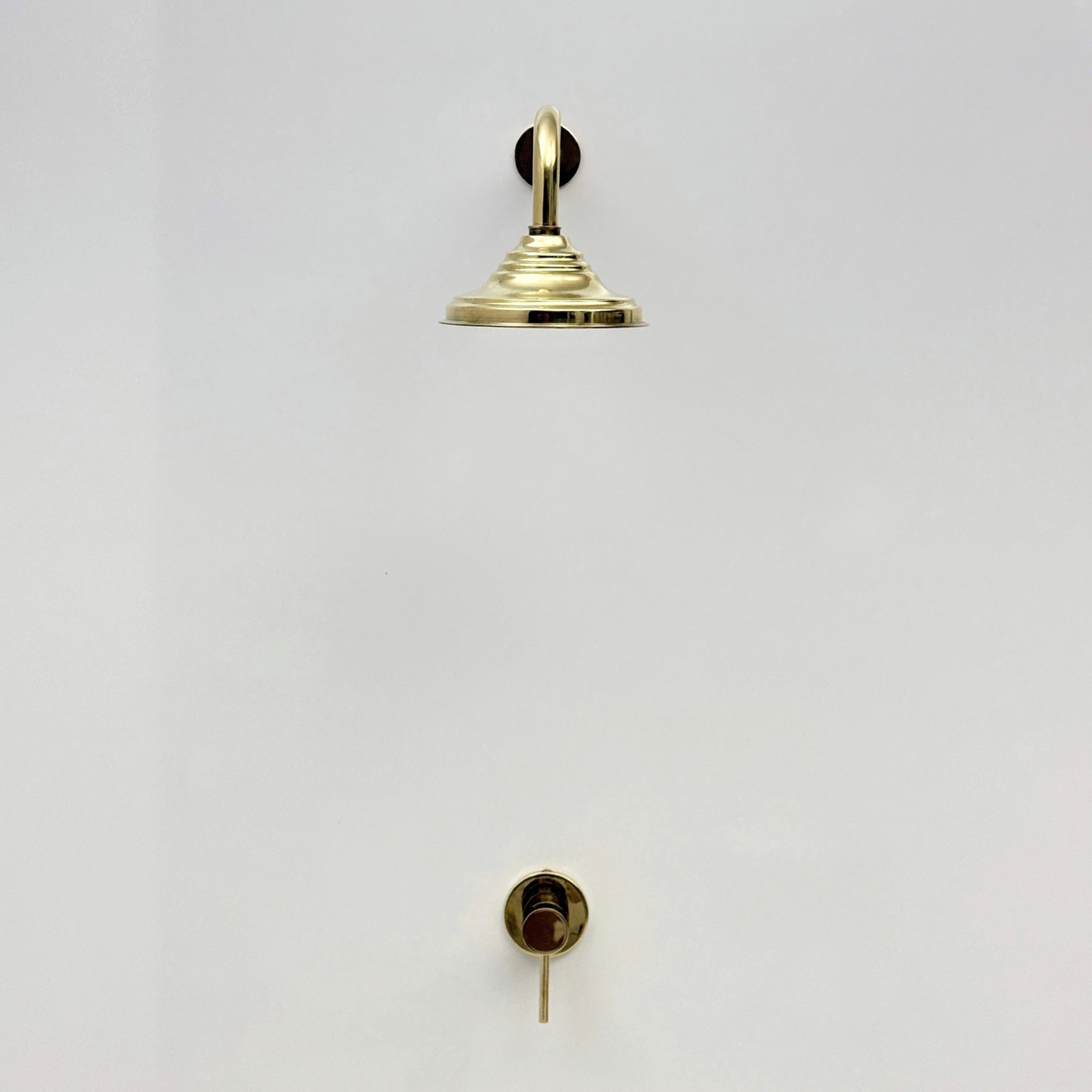 Unlacquered Brass Concealed Dome Rain Shower System with Straight Arm
