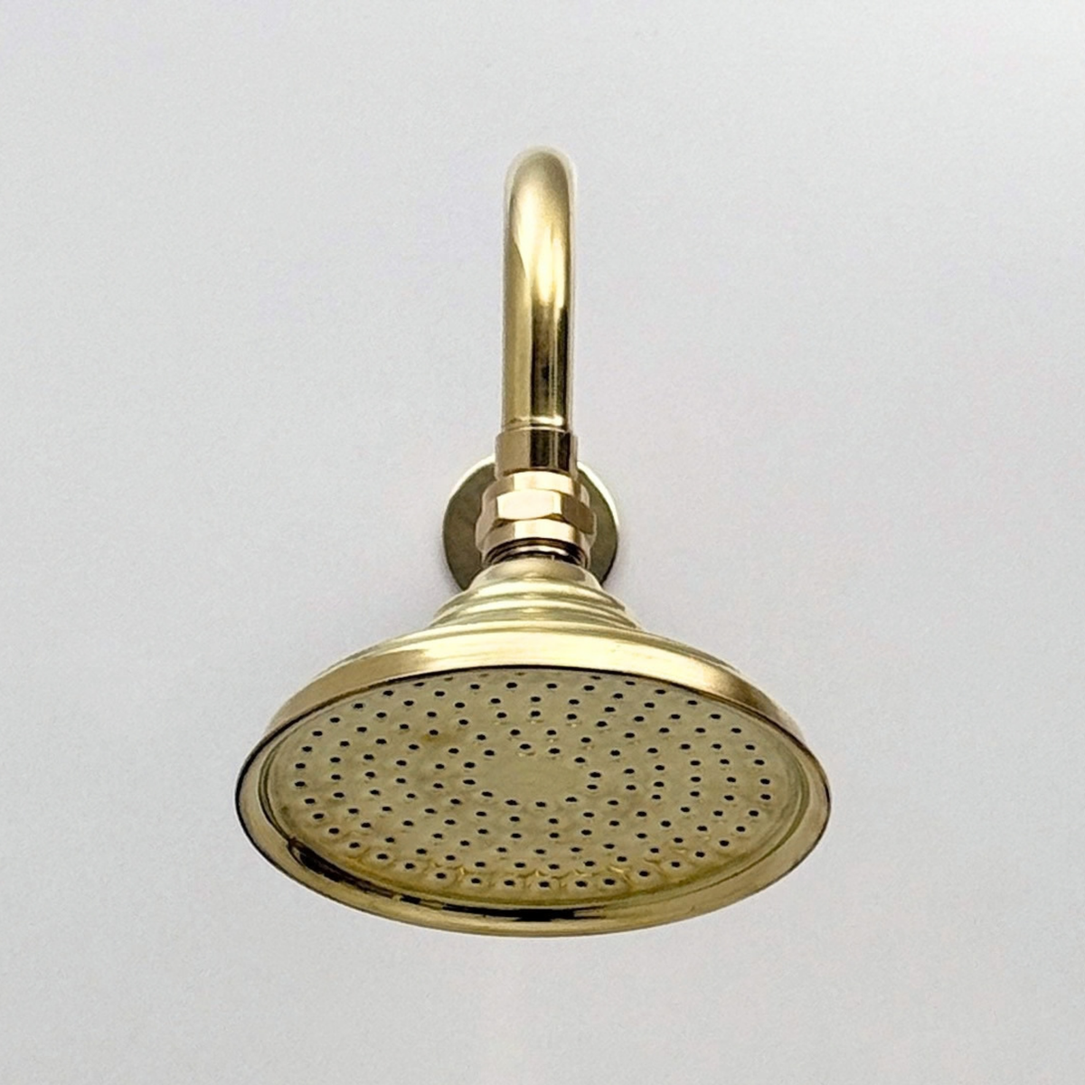Unlacquered Brass Concealed Dome Rain Shower System with Straight Arm