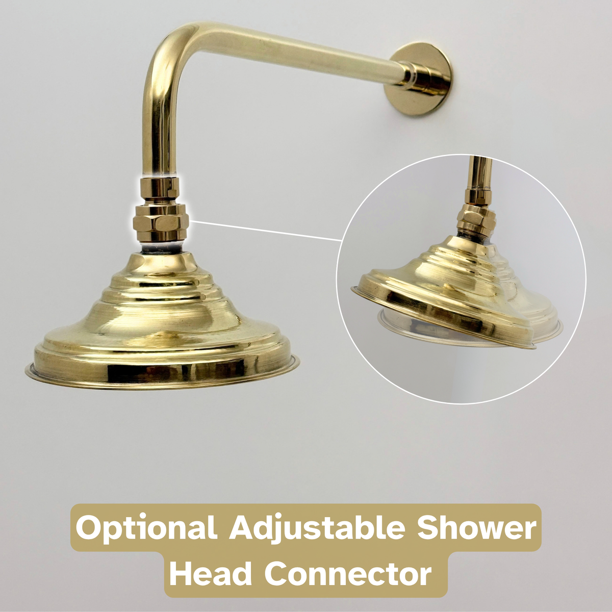 Unlacquered Brass Concealed Dome Rain Shower System with Straight Arm