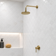Unlacquered Brass Concealed Round Rain Shower System with Straight Arm