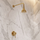 Unlacquered Brass Concealed Dome Rain Shower System with Straight Arm