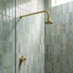 Unlacquered Brass Concealed Round Rain Shower System with Straight Arm