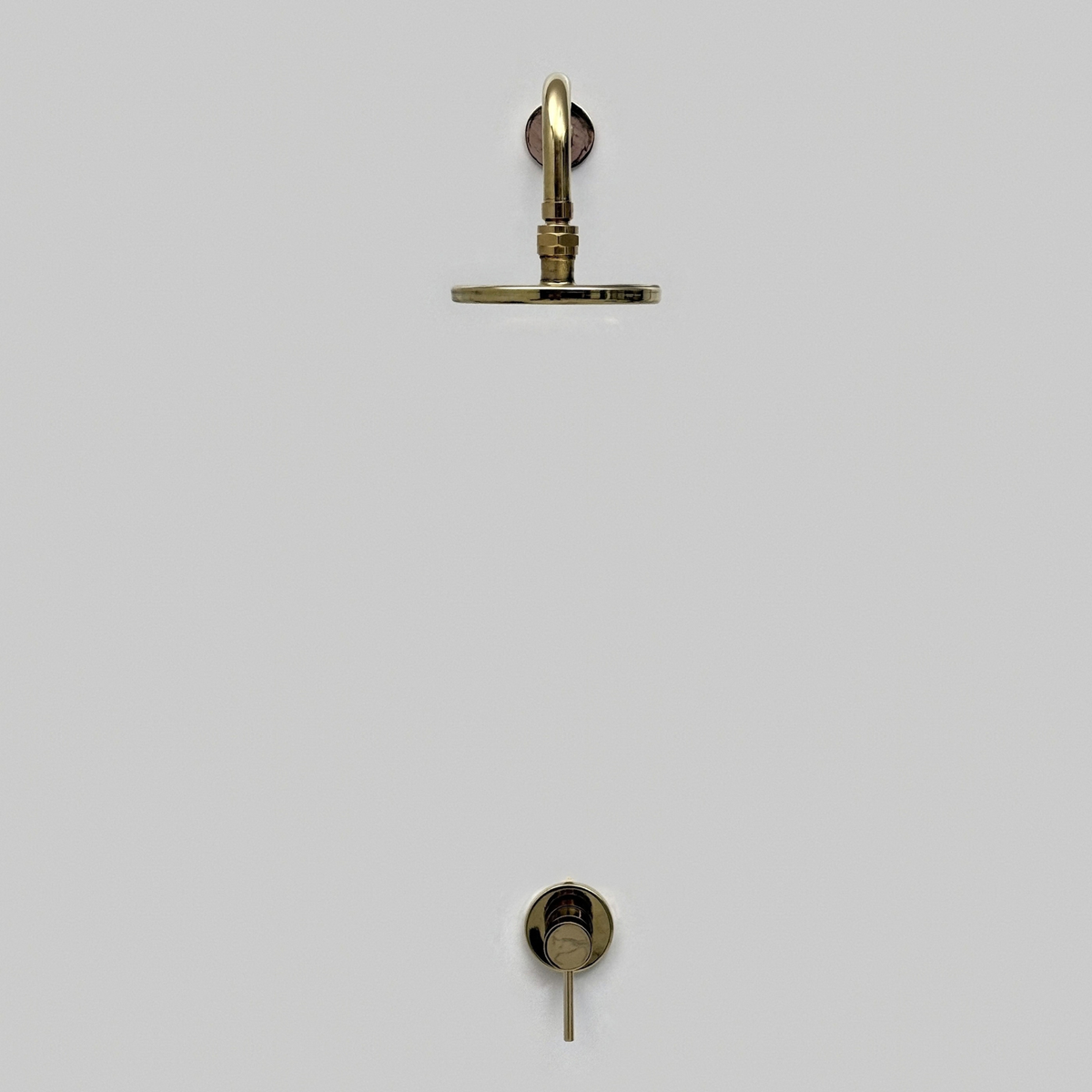Unlacquered Brass Concealed Round Rain Shower System with Straight Arm