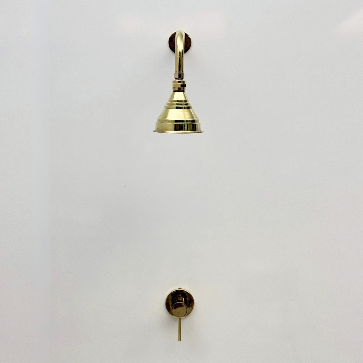 Unlacquered Brass Concealed Dome Rain Shower System with Straight Arm