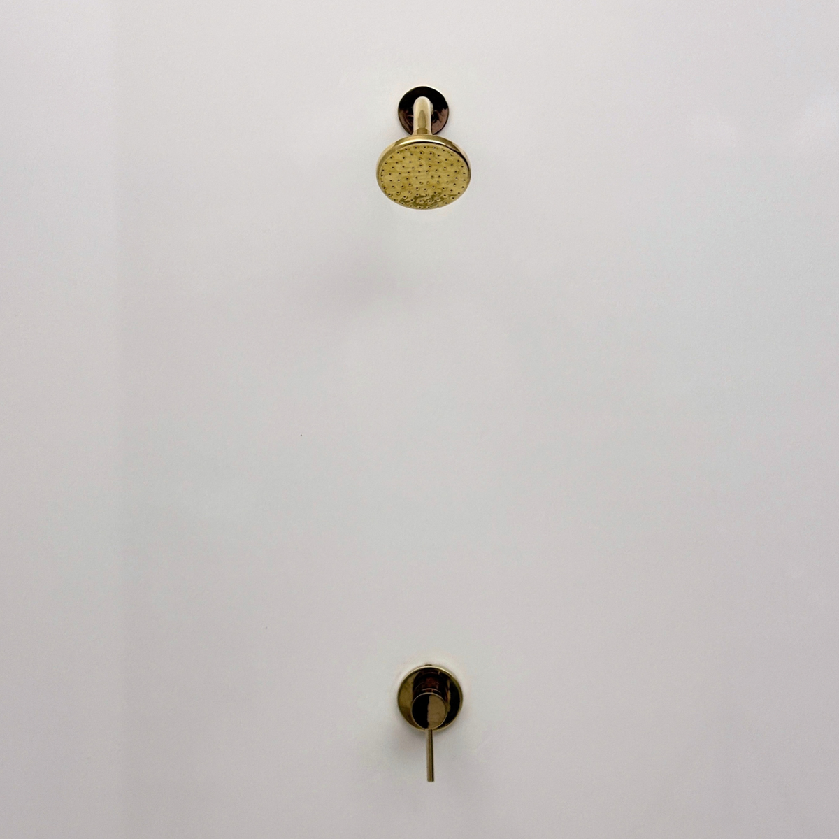 Unlacquered Brass Concealed Shower System with Round Swivel Head