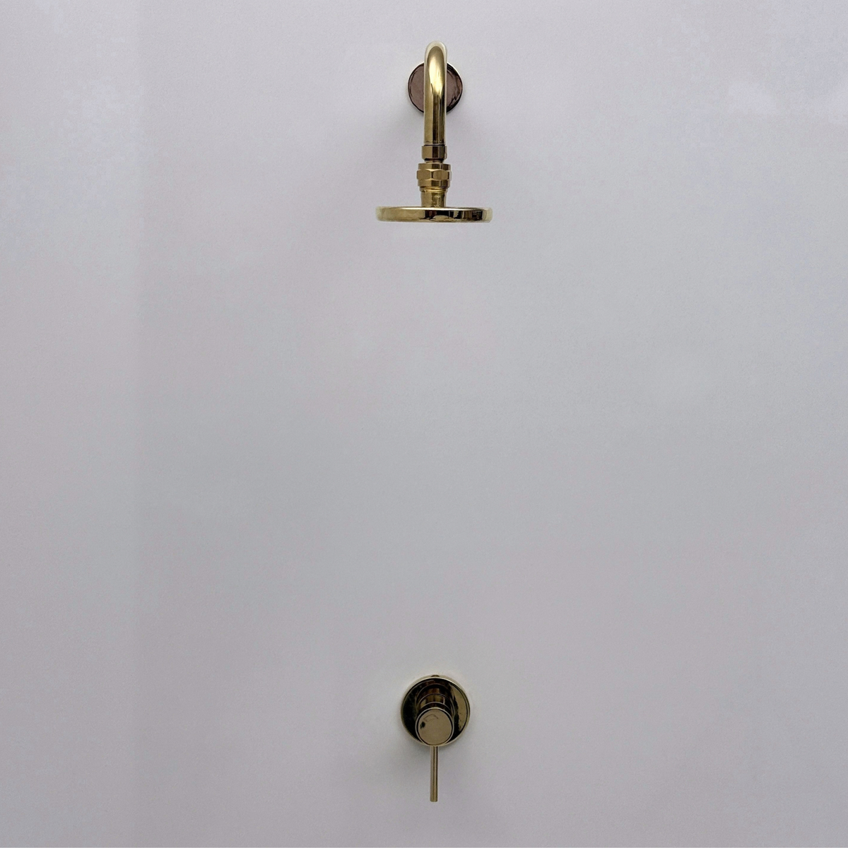 Unlacquered Brass Concealed Round Rain Shower System with Straight Arm
