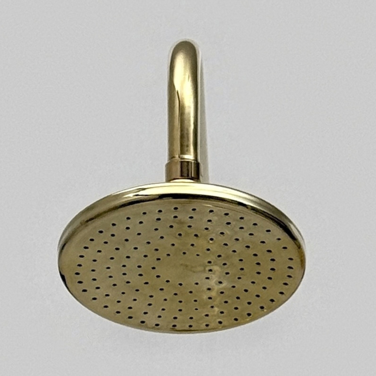 Unlacquered Brass Concealed Round Rain Shower System with Straight Arm