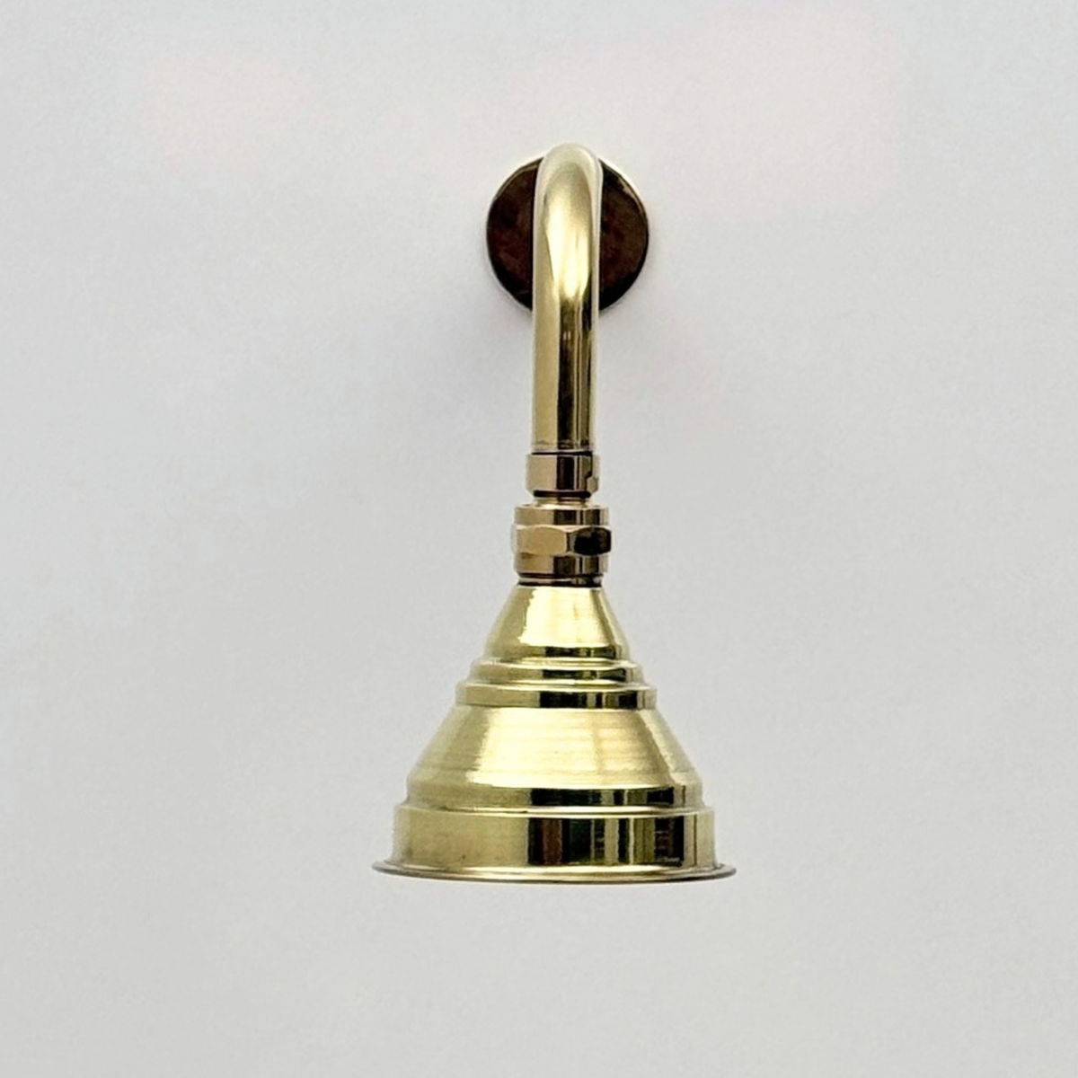 Unlacquered Brass Concealed Dome Rain Shower System with Straight Arm