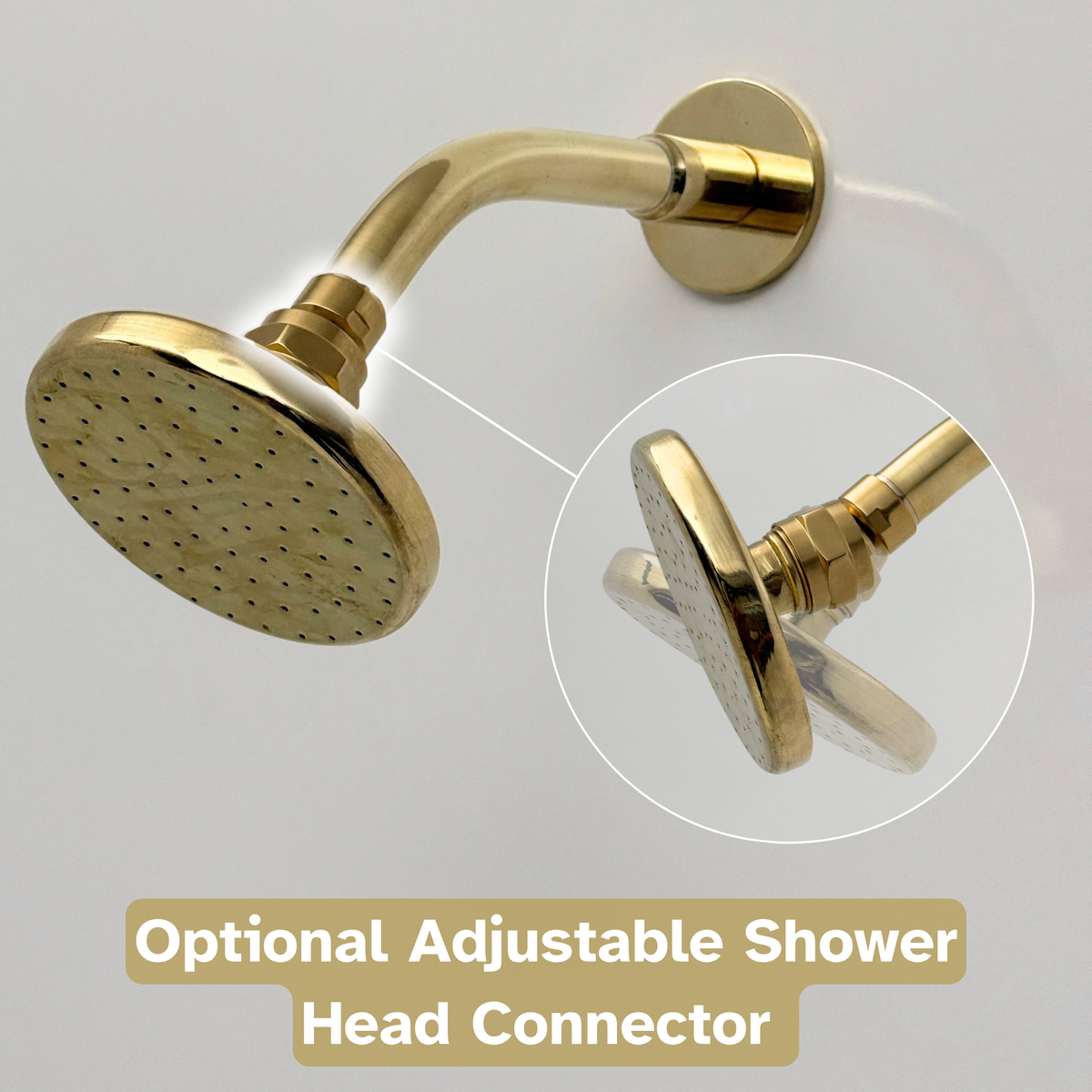 Unlacquered Brass Concealed Shower System with Round Swivel Head