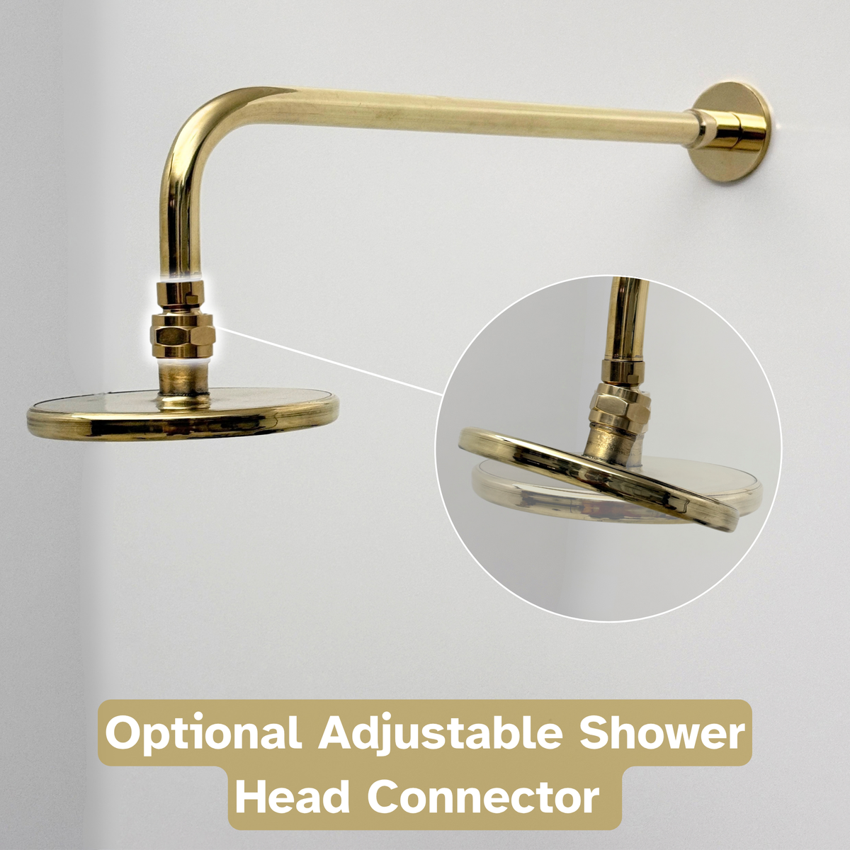 Unlacquered Brass Concealed Round Rain Shower System with Straight Arm