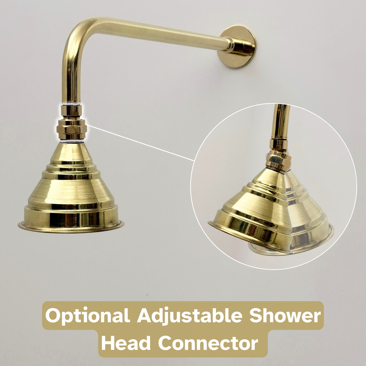 Unlacquered Brass Concealed Dome Rain Shower System with Straight Arm