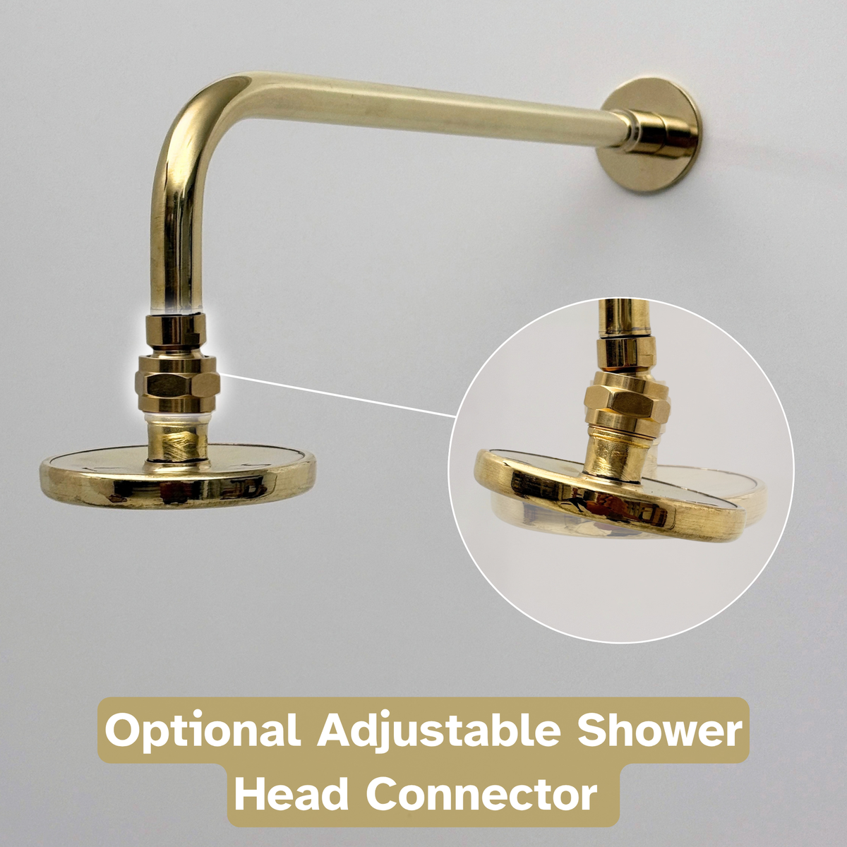 Unlacquered Brass Concealed Round Rain Shower System with Straight Arm