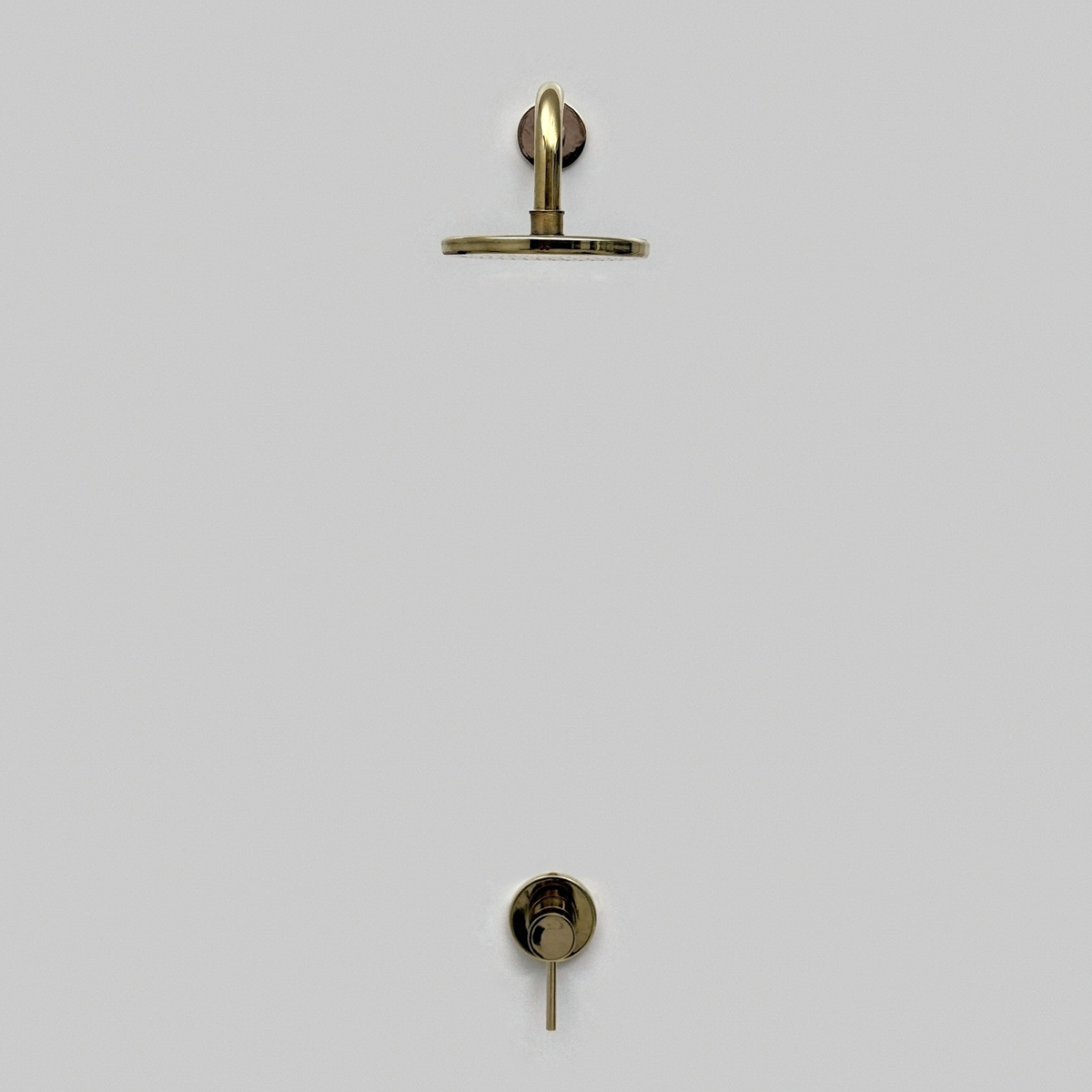 Unlacquered Brass Concealed Round Rain Shower System with Straight Arm