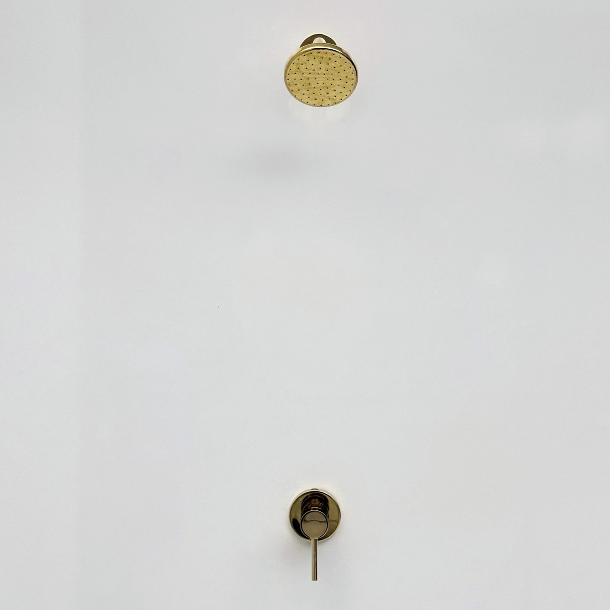 Unlacquered Brass Concealed Shower System with Round Swivel Head