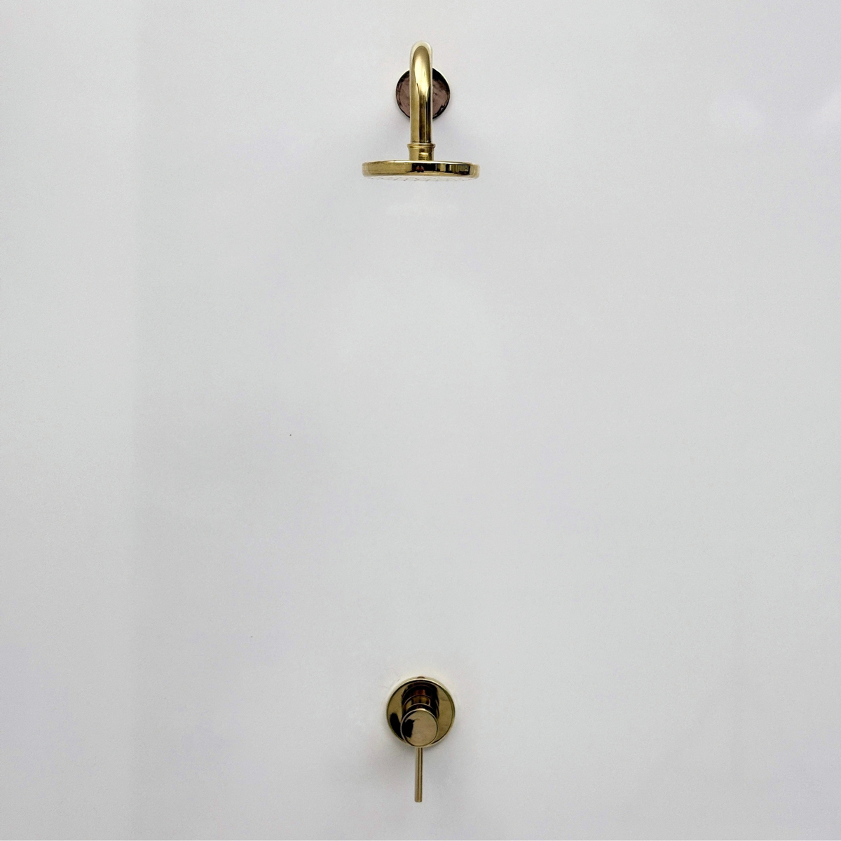 Unlacquered Brass Concealed Round Rain Shower System with Straight Arm