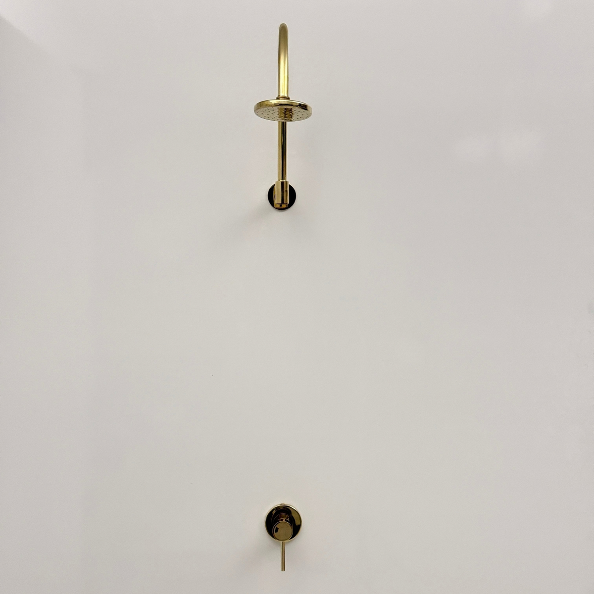 Unlacquered Brass Concealed Round Rain Shower System with Gooseneck Arm