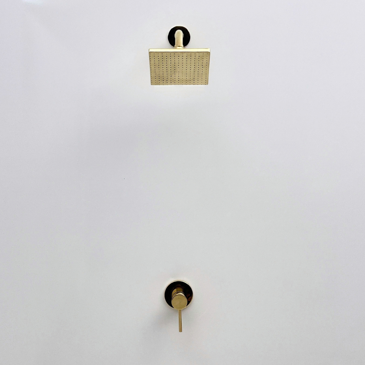 Unlacquered Brass Concealed Shower System with Square Swivel Head