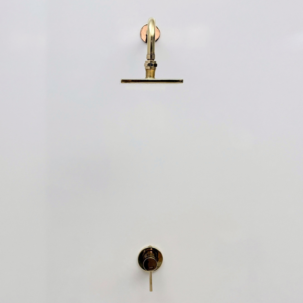 Unlacquered Brass Concealed Square Rain Shower System with Straight Arm