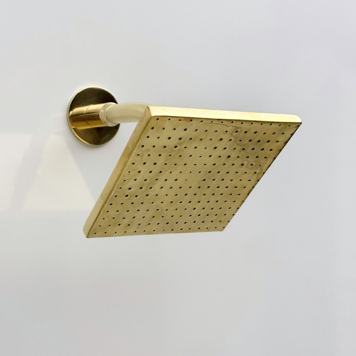 Unlacquered Brass Concealed Shower System with Square Swivel Head