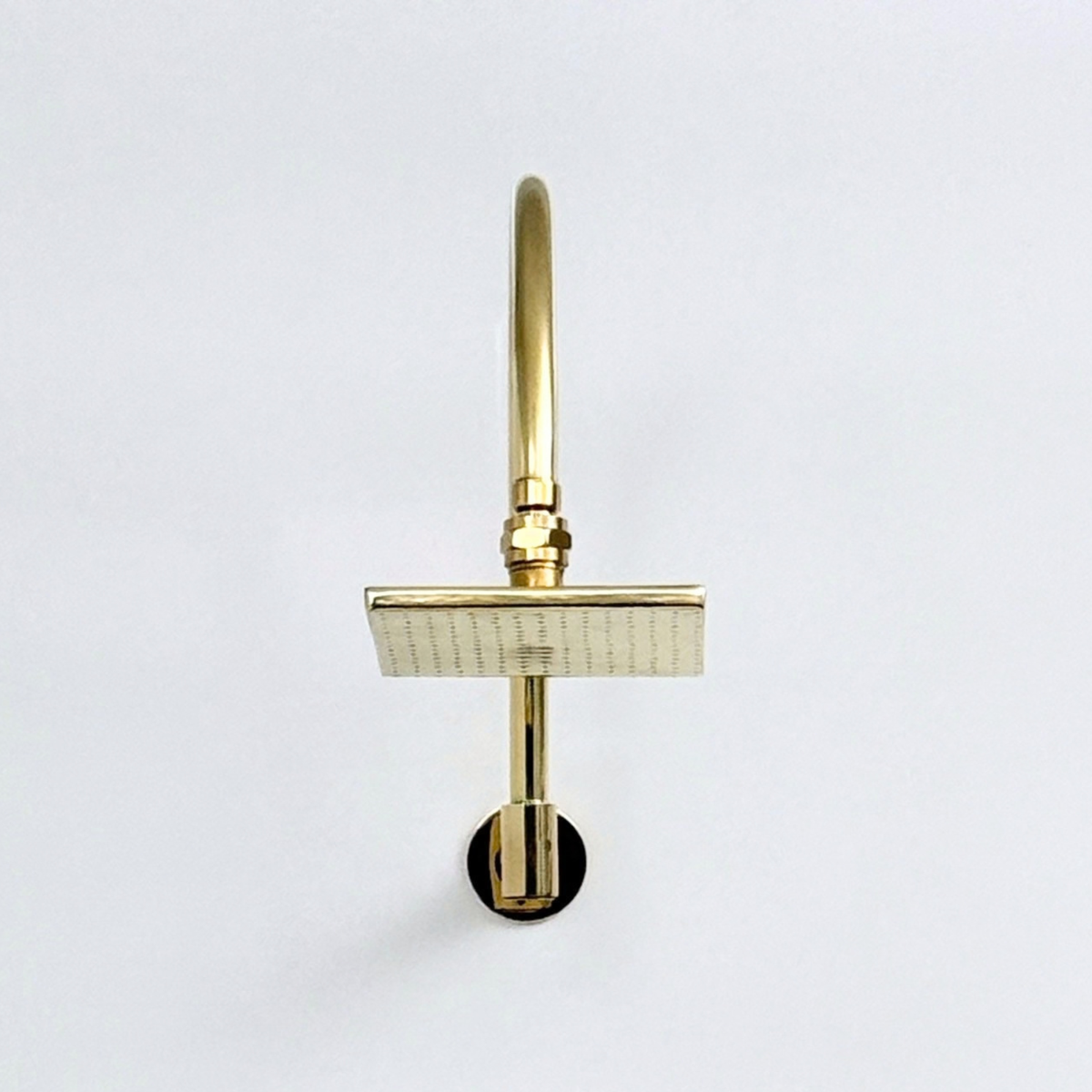 Unlacquered Brass Concealed Square Rain Shower System with Gooseneck Arm