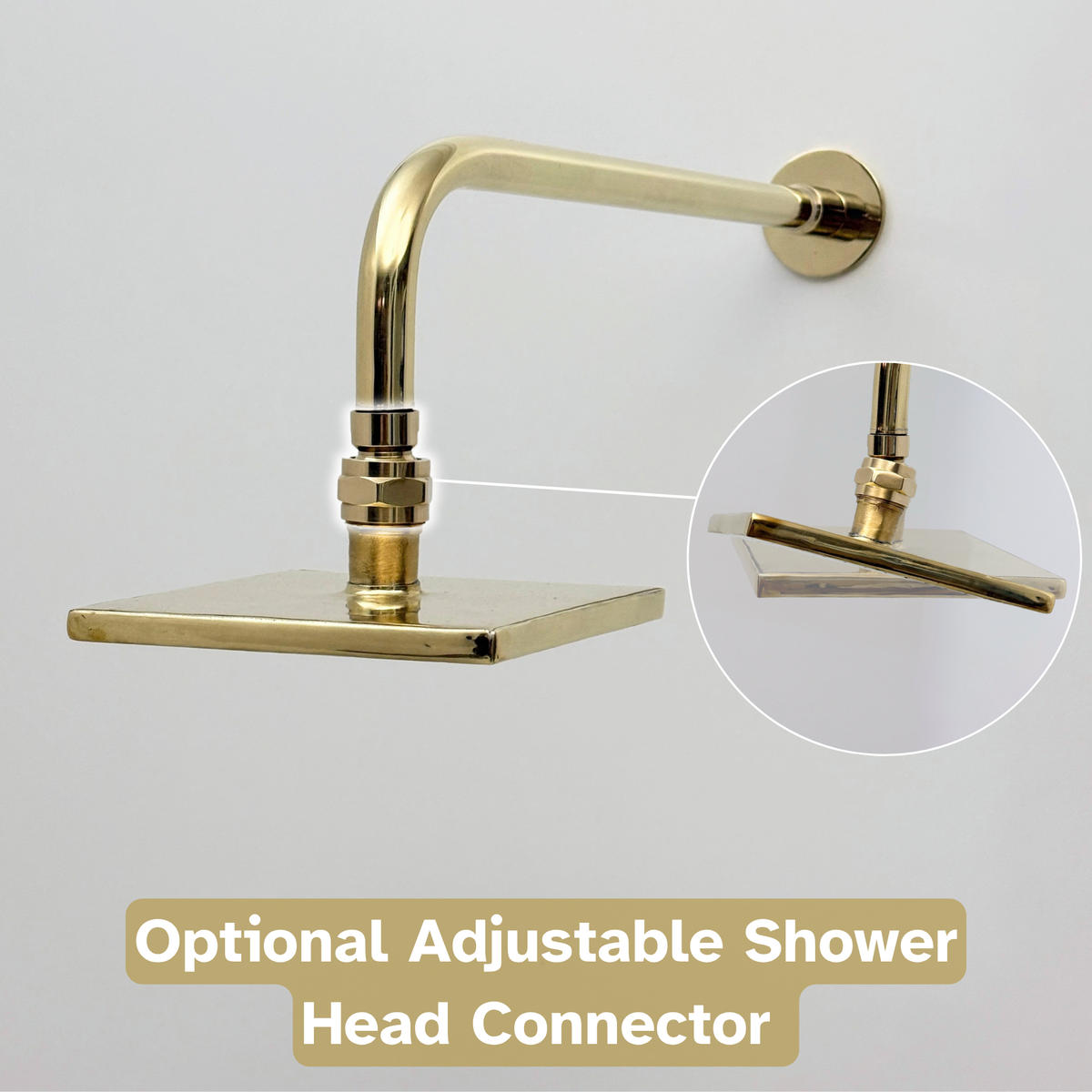 Unlacquered Brass Concealed Square Rain Shower System with Straight Arm