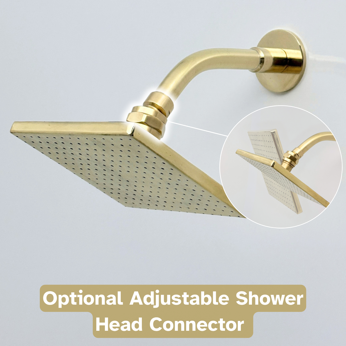 Unlacquered Brass Concealed Shower System with Square Swivel Head