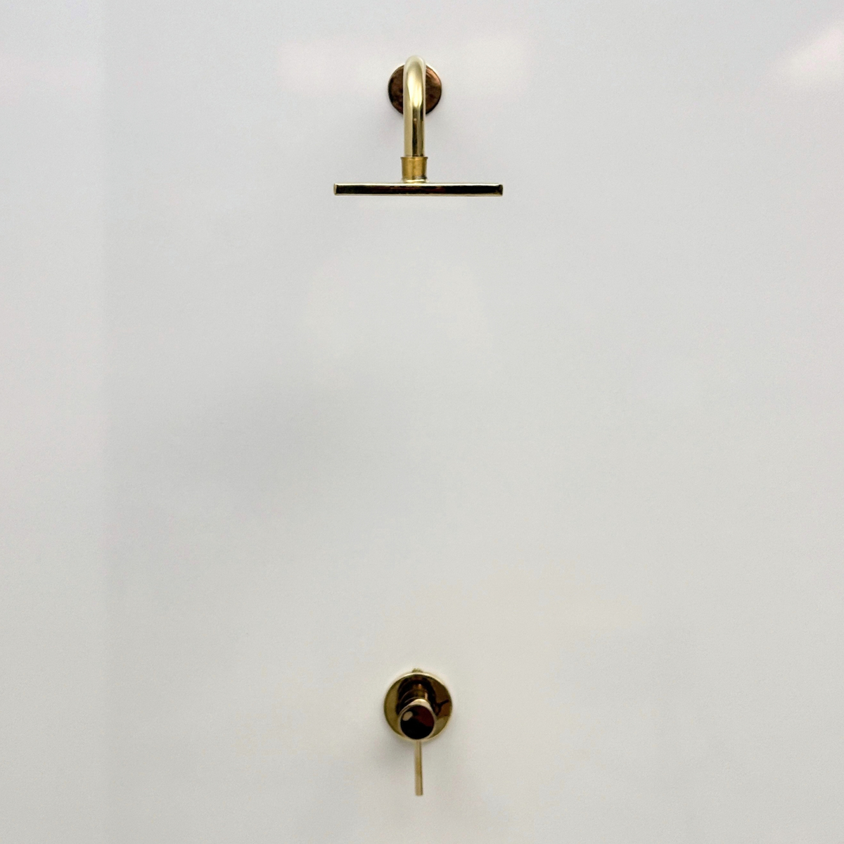 Unlacquered Brass Concealed Square Rain Shower System with Straight Arm
