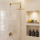 Unlacquered Brass Concealed Square Rain Shower System with Straight Arm
