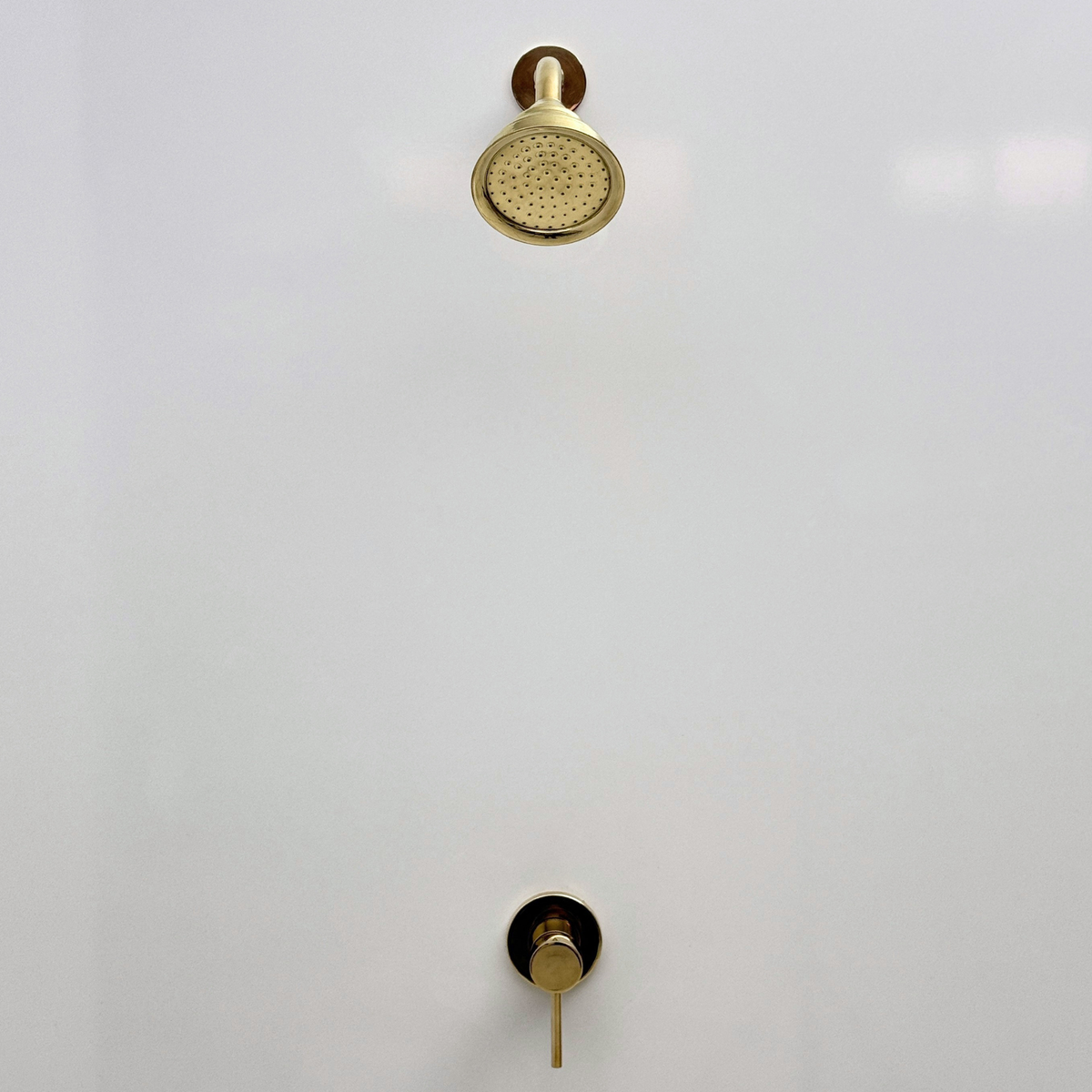 Unlacquered Brass Concealed Shower System with Swivel Head
