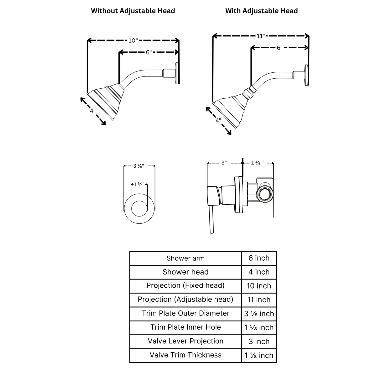 Unlacquered Brass Concealed Shower System with Swivel Head