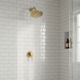 Unlacquered Brass Concealed Shower System with Round Swivel Head