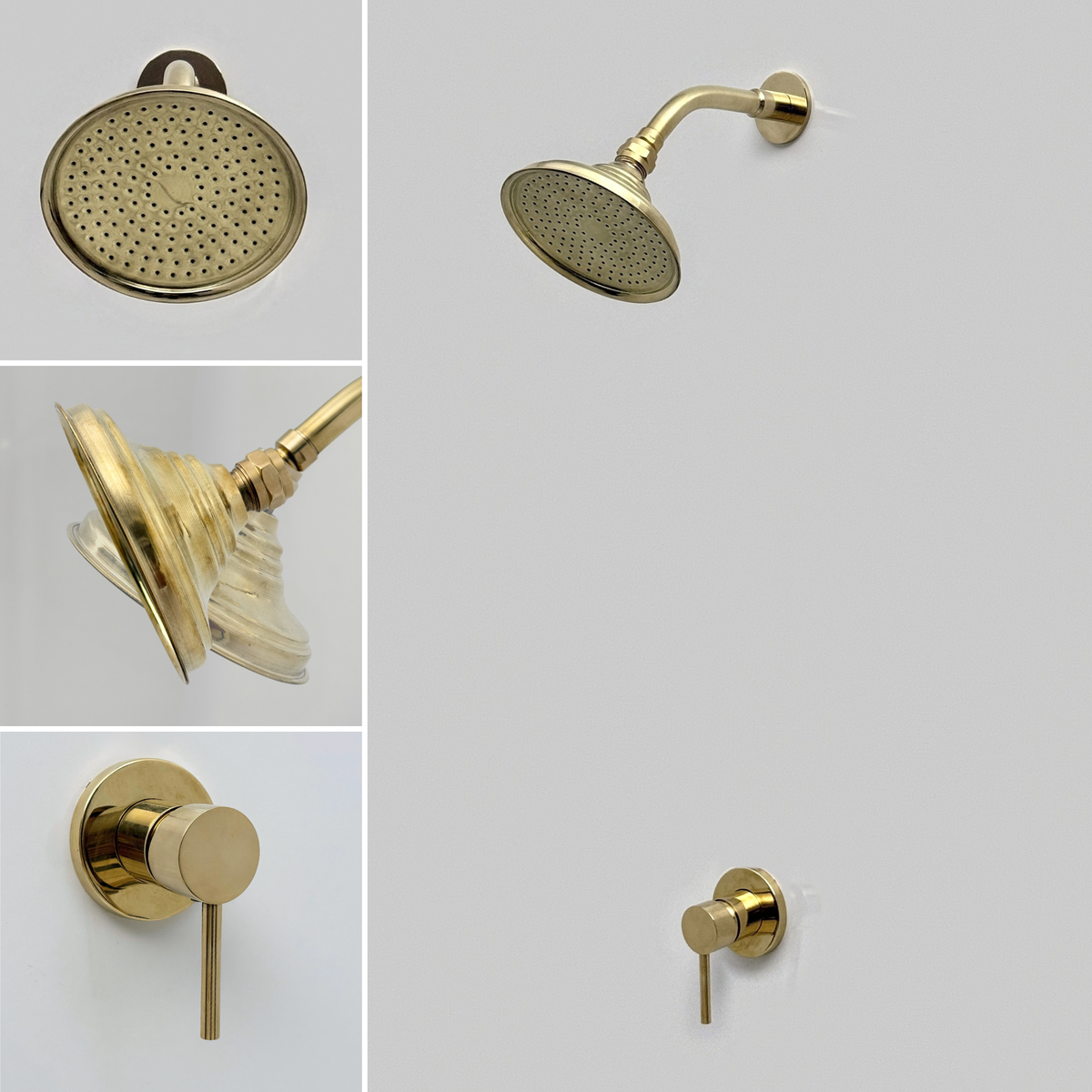 Unlacquered Brass Concealed Shower System with Swivel Head 8