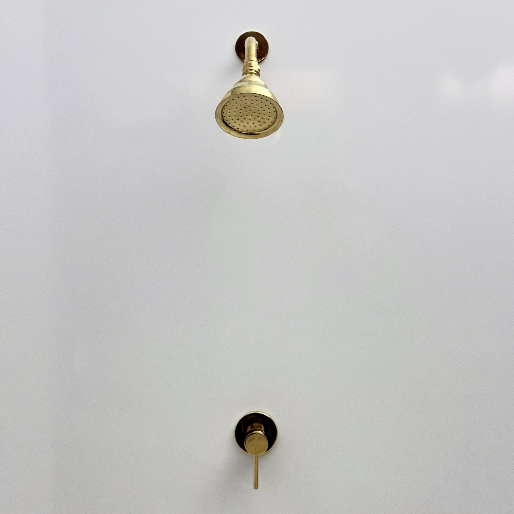 Unlacquered Brass Concealed Shower System with Swivel Head