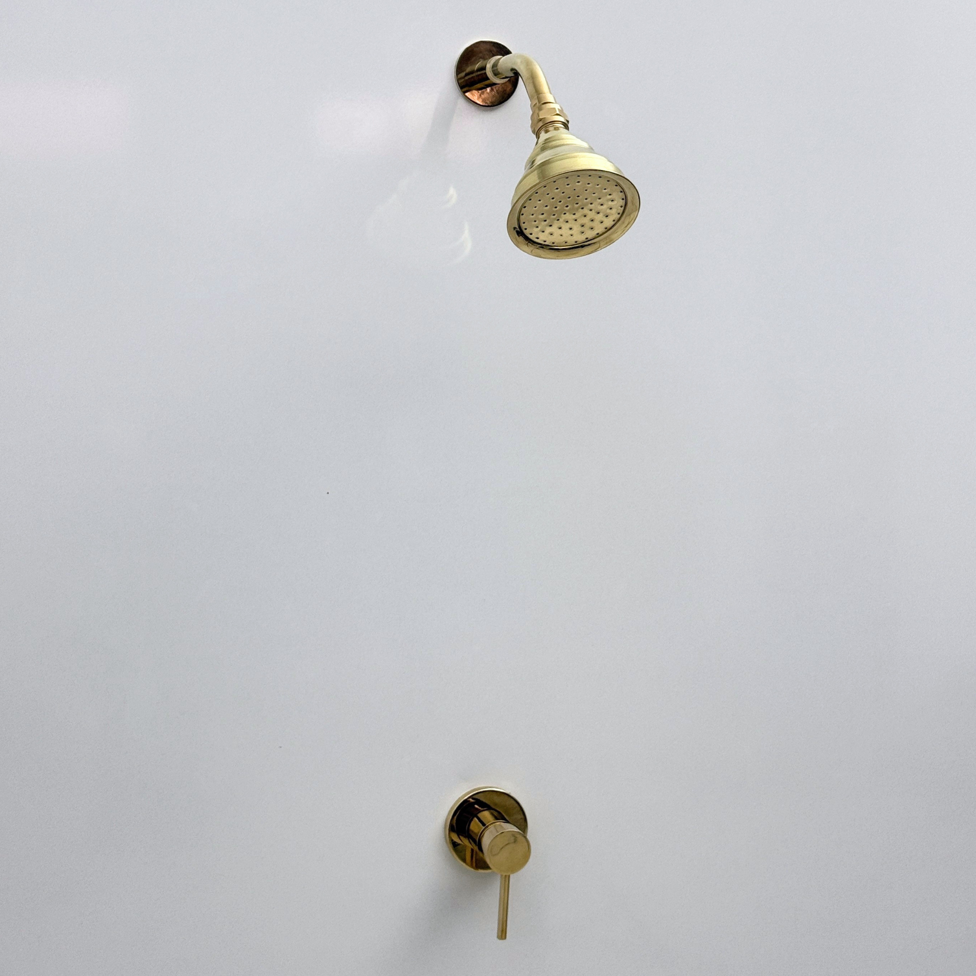 Unlacquered Brass Concealed Shower System with Swivel Head