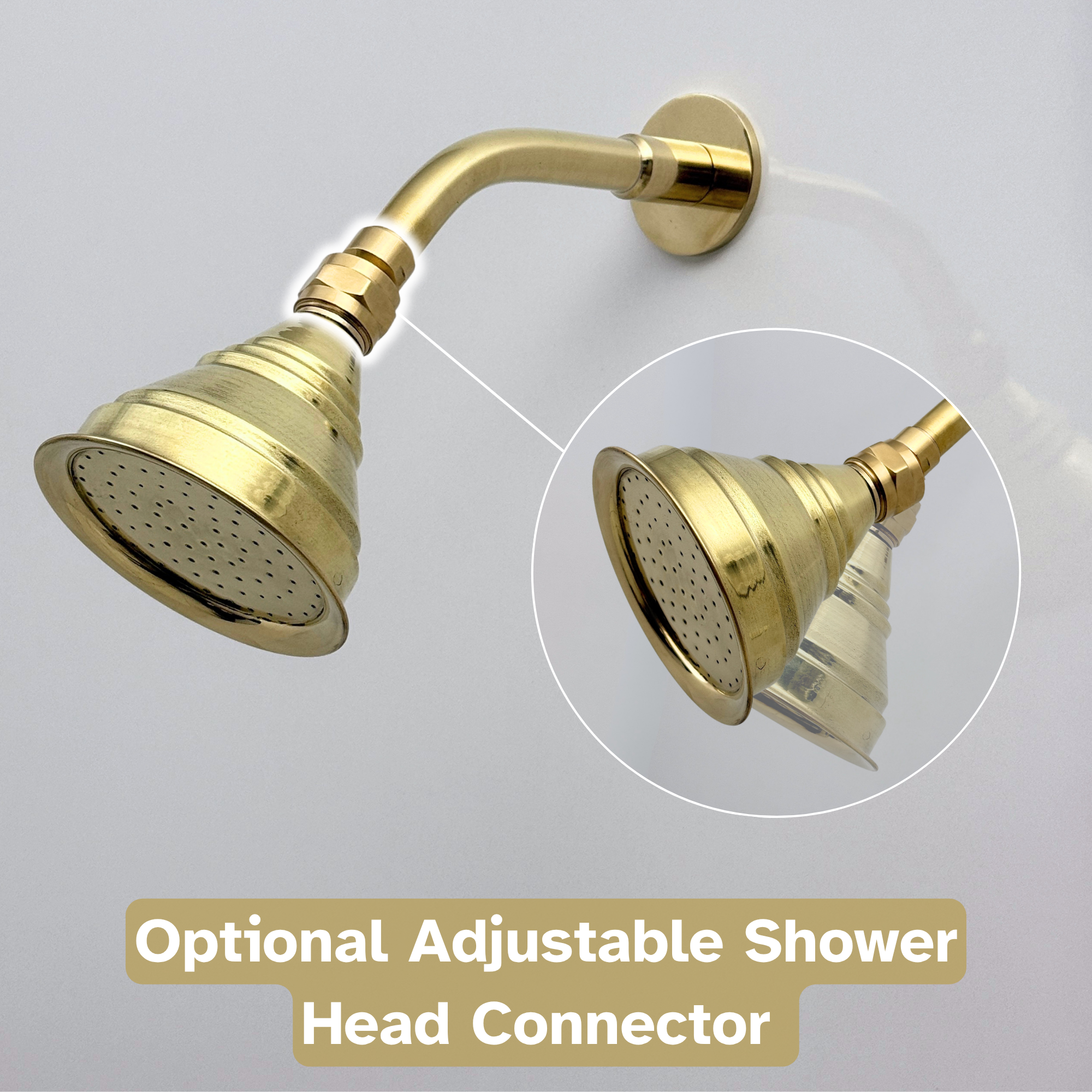 Unlacquered Brass Concealed Shower System with Swivel Head