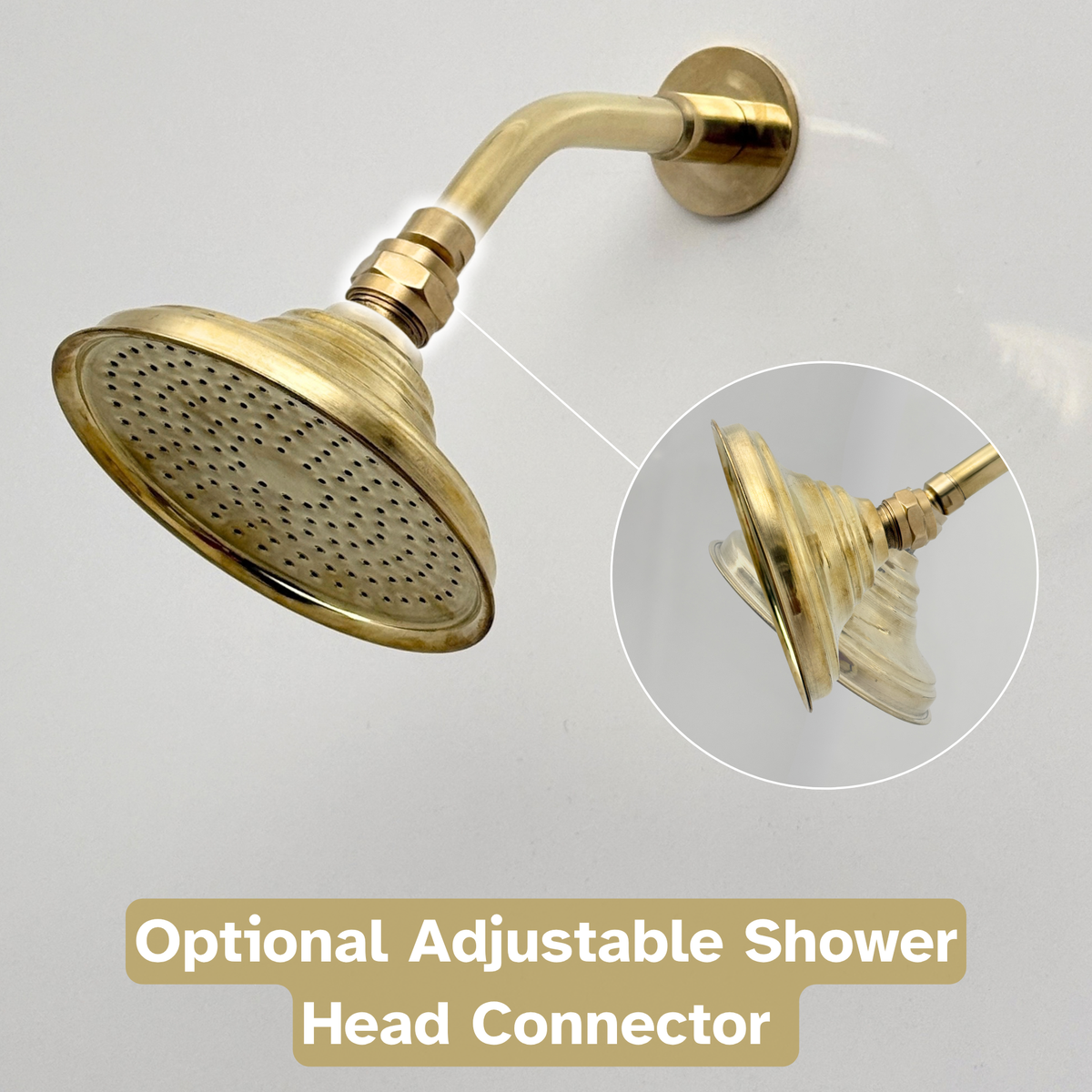 Unlacquered Brass Concealed Shower System with Swivel Head 8
