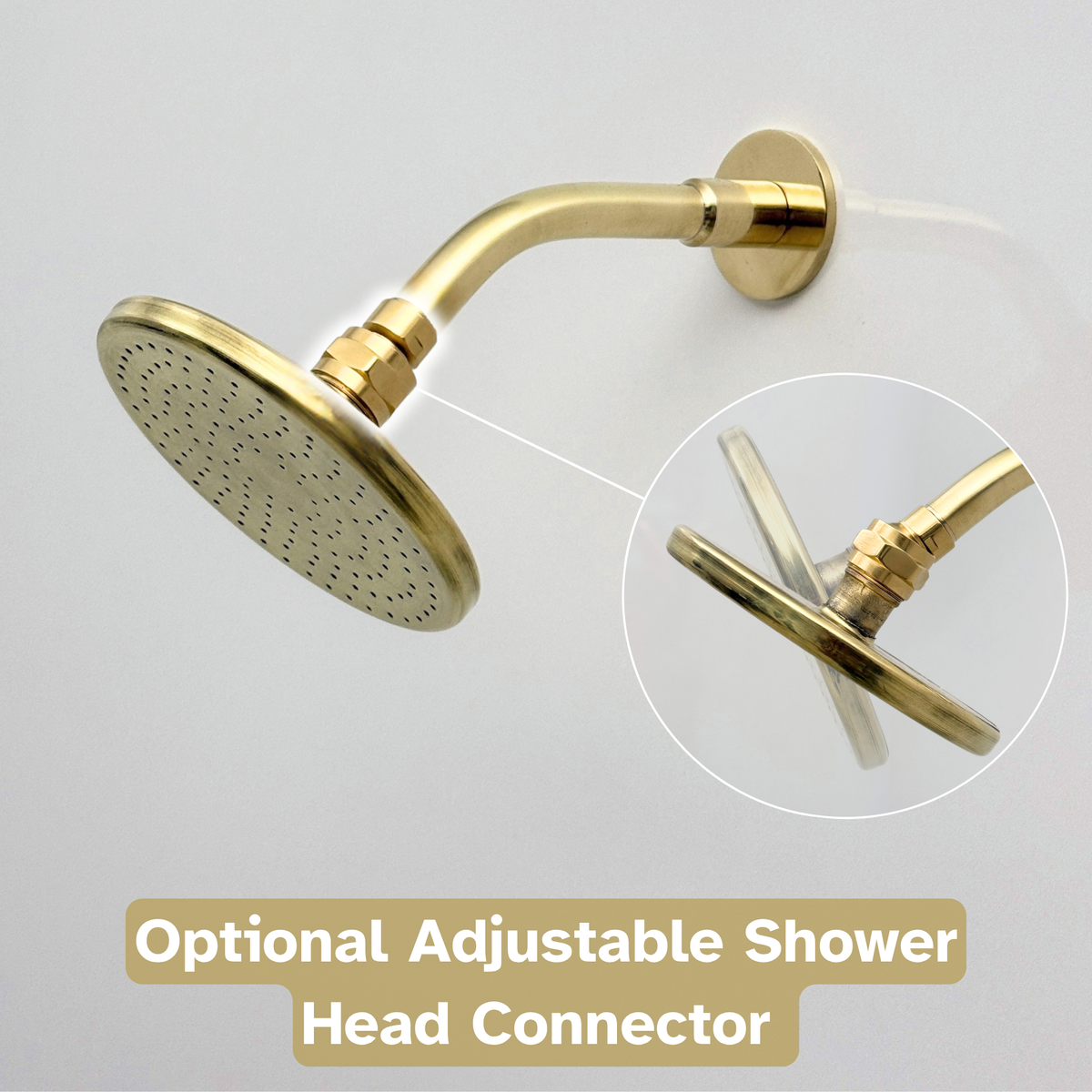 Unlacquered Brass Concealed Shower System with Round Swivel Head