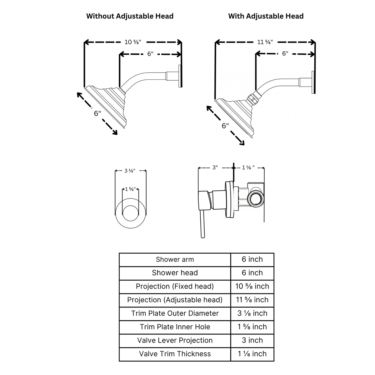 Unlacquered Brass Concealed Shower System with Swivel Head 8