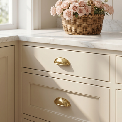 Unlacquered Brass Cup Pull Handles, Solid Brass Bin Pull