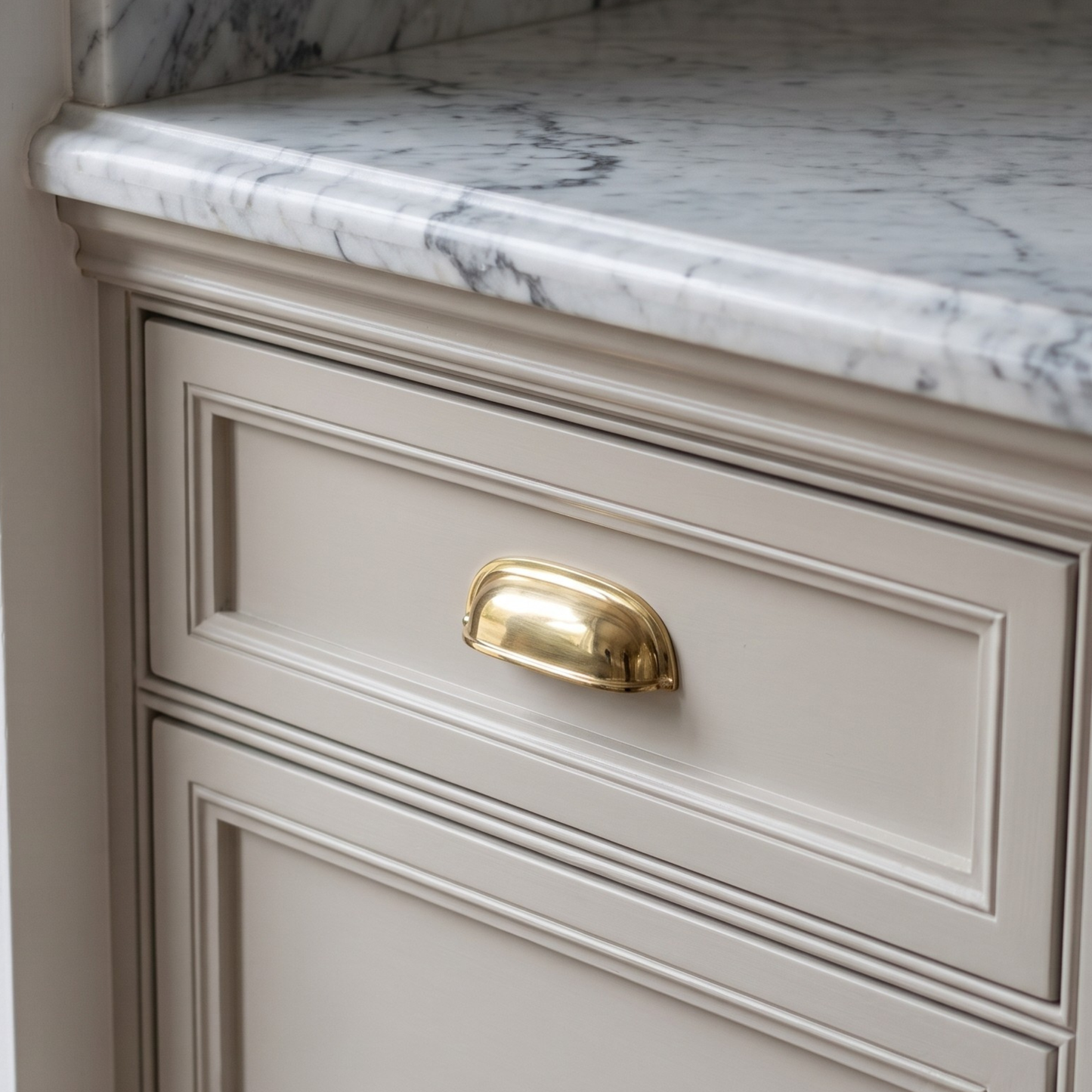 Unlacquered Brass Cup Pull Handles, Solid Brass Kitchen Bin Pull