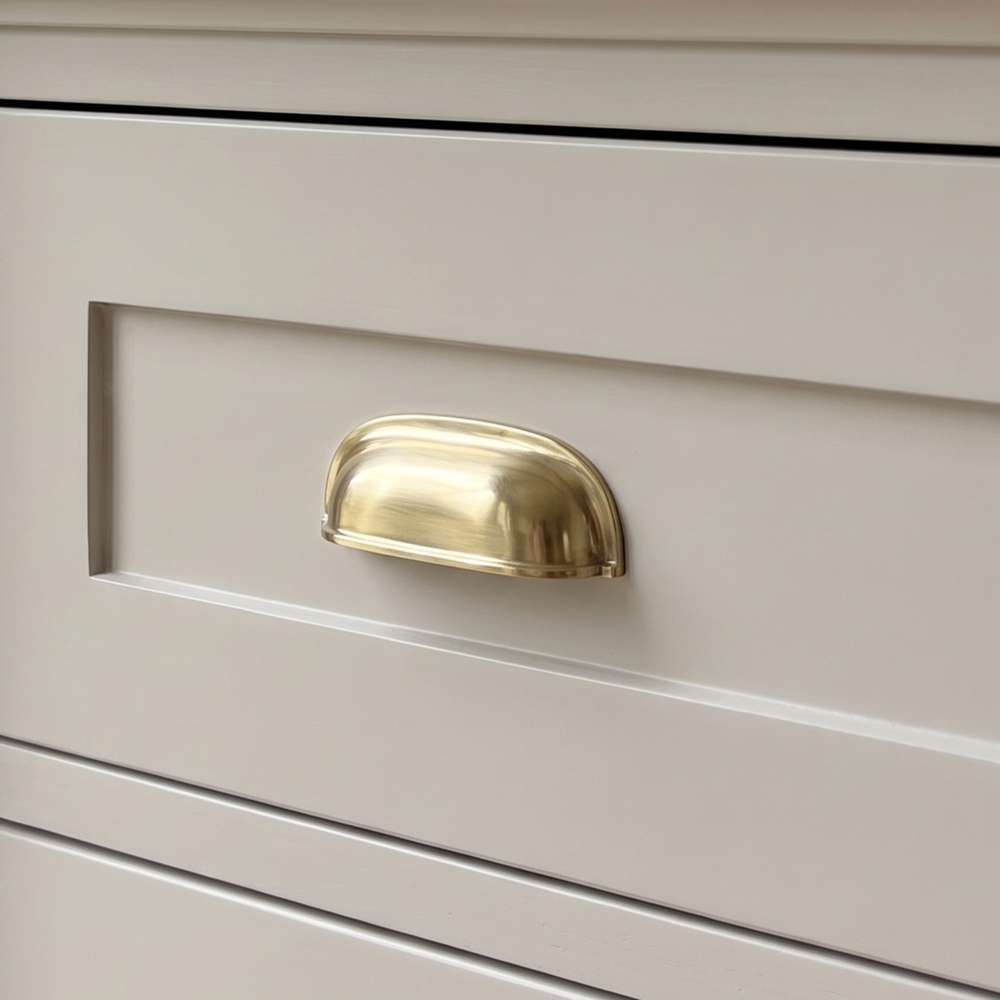 Unlacquered Brass Cup Pull Handles, Solid Brass Kitchen Bin Pull