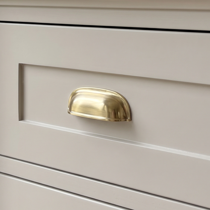 Unlacquered Brass Cup Pull Handles, Solid Brass Kitchen Bin Pull