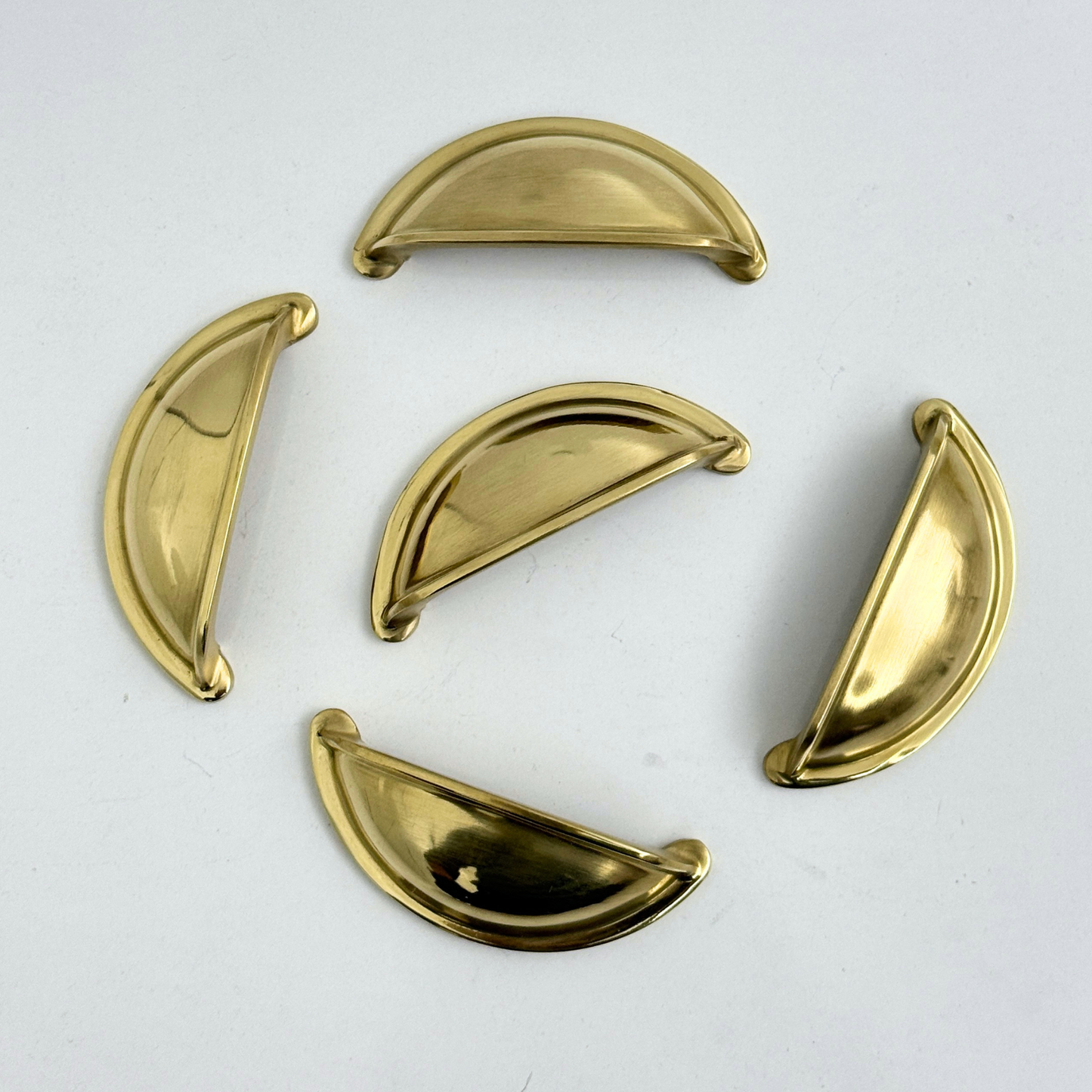 Unlacquered Brass Cup Pull Handles, Solid Brass Bin Pull