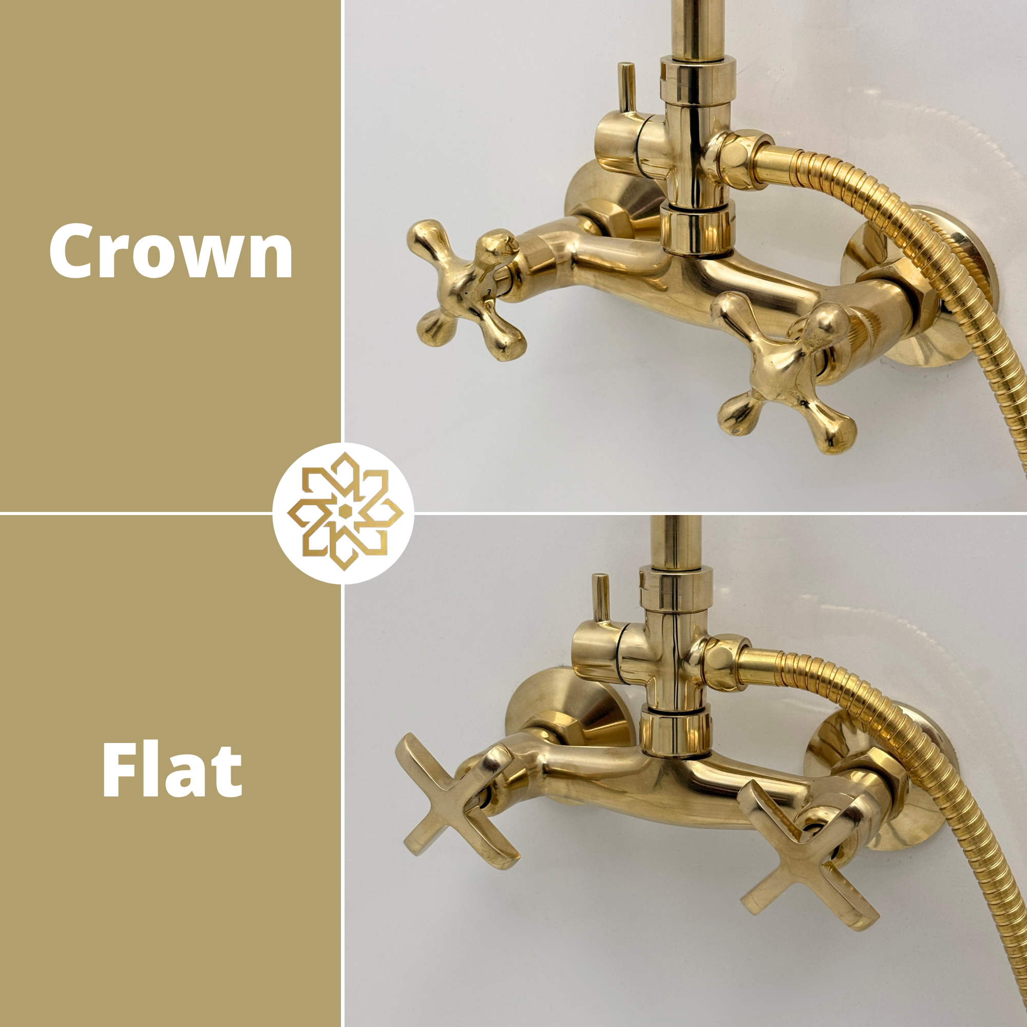Unlacquered Brass Exposed Shower System With Adjustable Shower Head & Handheld Shower