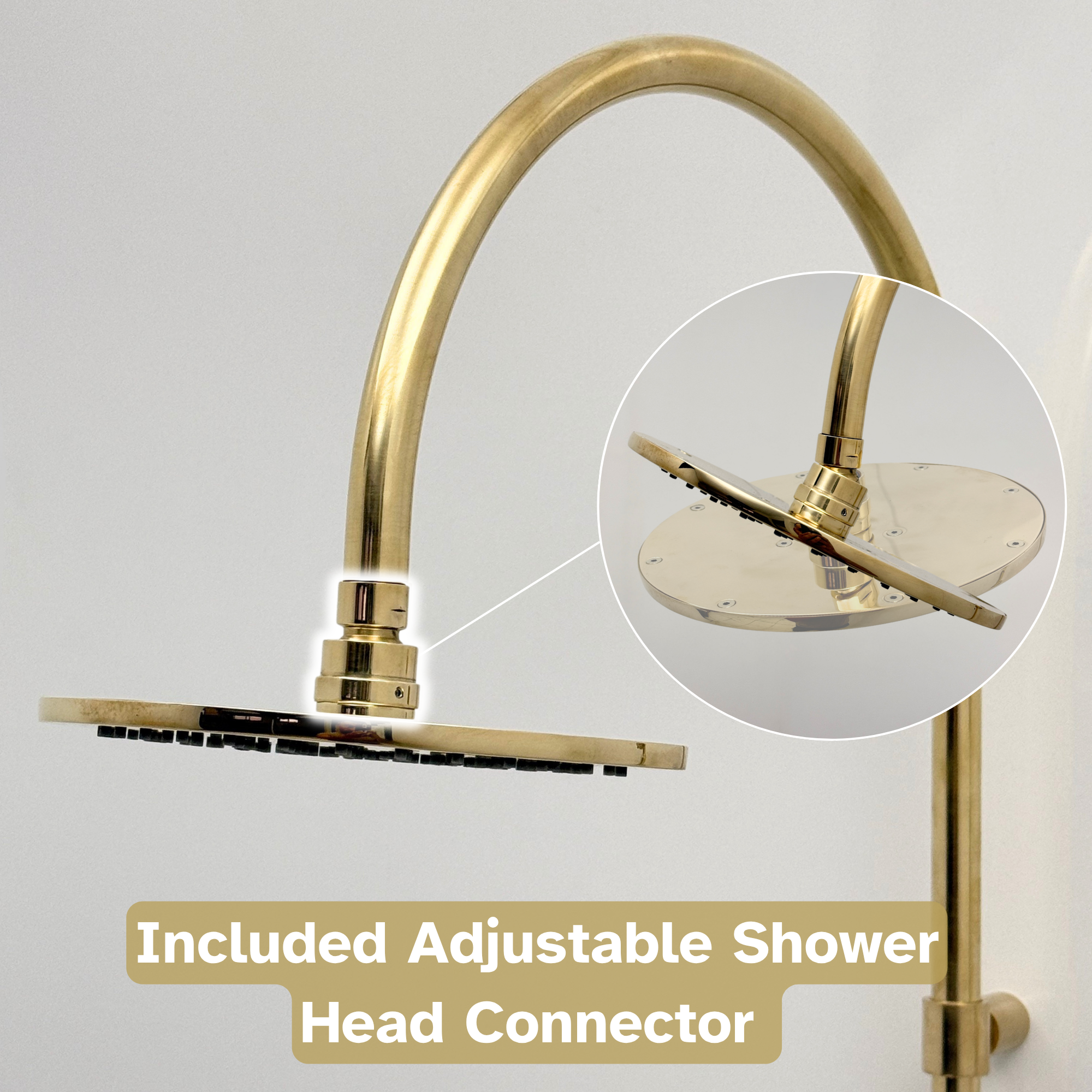 Unlacquered Brass Exposed Shower System With Adjustable Shower Head & Handheld Shower