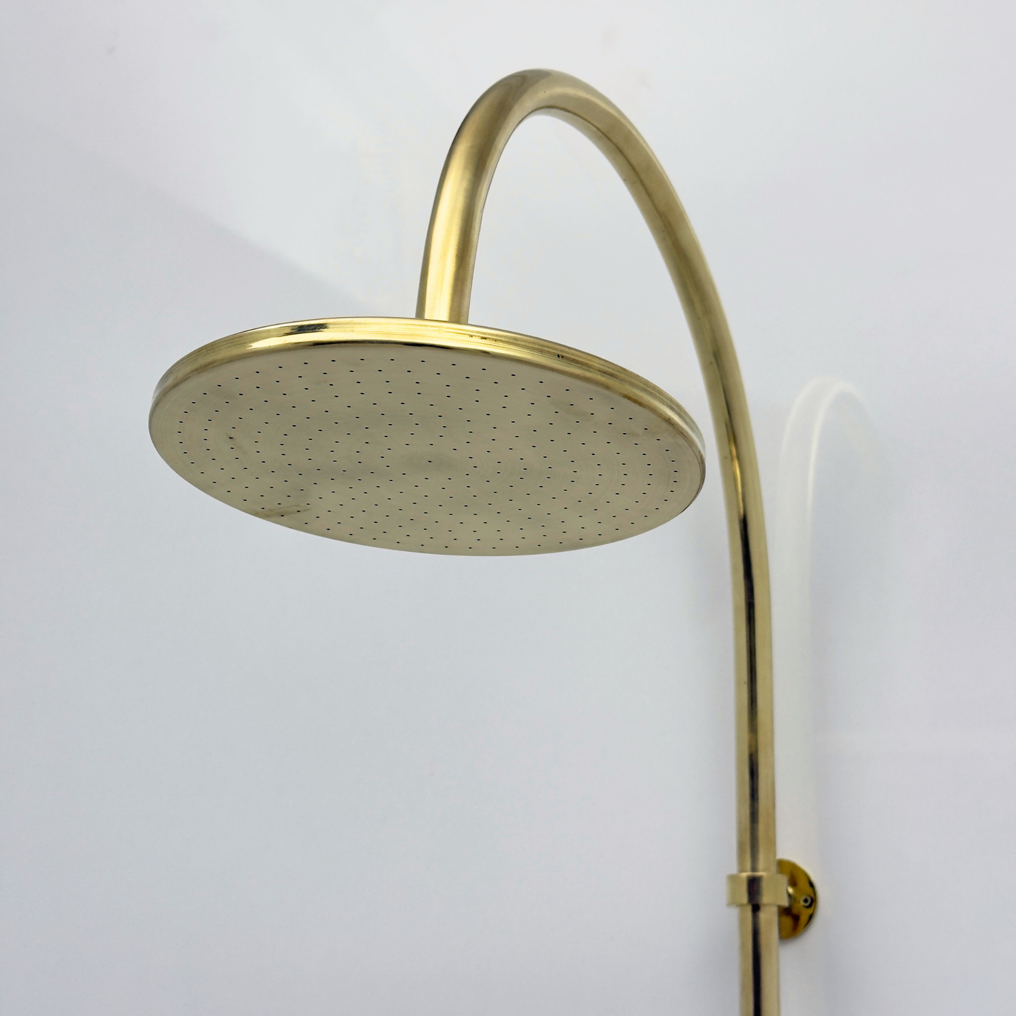 Unlacquered Brass Exposed Shower System with Handheld Shower