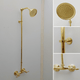 Unlacquered Brass Shower System with Round Shower Head and Lever Handles - Ref: ATLASS48