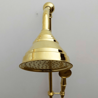 Unlacquered Brass Shower System with Handheld Shower Head and Round Shower Head - Ref: ATLASS45